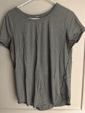 lululemon athletica Black & White Striped Short Sleeve Tee